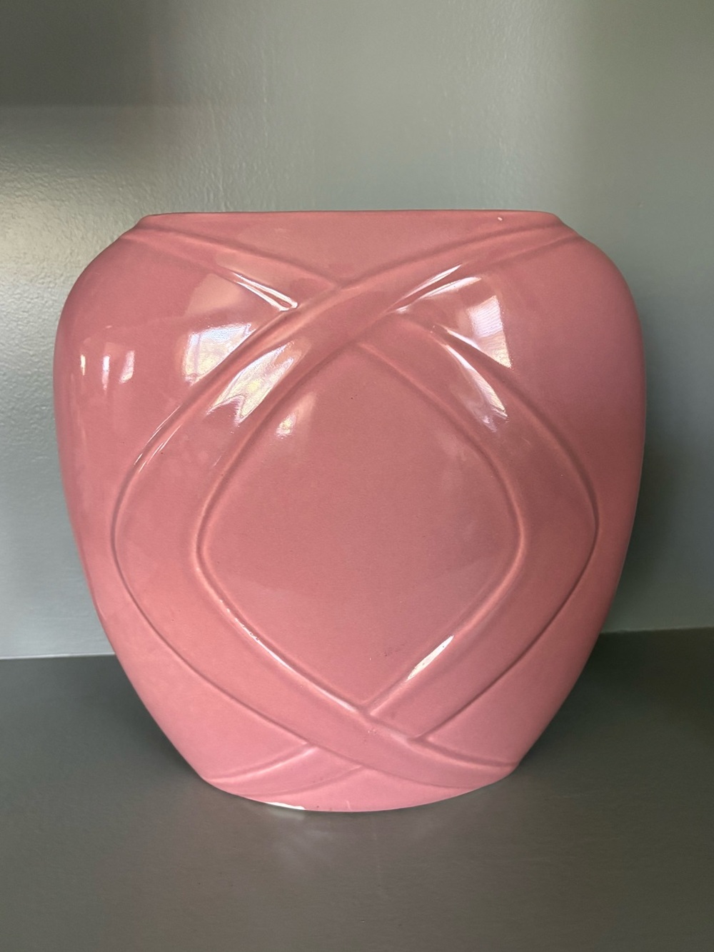 80’d Art Deco Revival Pink Decorative Ceramic Vase - Home Accents